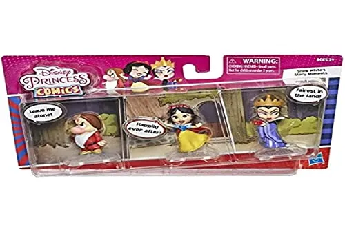 Disney Princess Comics Puppen, Snow White's Story Moments Wunsch mit böser Königin und Grumpy, 3 Sammler-Spielfiguren und Comic-Strip