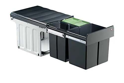 WESCO Trio Master Abfallsammler, anthrazit - Mülleimer für effiziente Mülltrennung - Haushaltszubehör mit 32 Litern Volumen, ideal für Küchenunterschränke. Der Biodeckel sorgt für geruchsdämmende Entsorgung und der Vollauszug ermöglicht einfachen Zugriff auf alle Behälter.