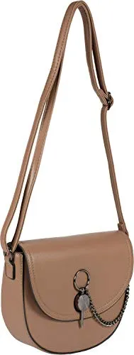 styleBREAKER Damen Saddle Bag Umhängetasche - Damen-Schultertasche mit elegantem Stiftverschluss und Kette, aus hochwertigem Kunstleder. Verstellbarer Schultergurt für individuellen Tragekomfort und ausreichend Platz für alle Essentials.