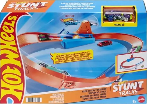 Hot Wheels Rapid Raceway Champion Play Set - Spielzeugauto für spannende Rennen! Kinder erleben mit dem Champion Track Set aufregende Herausforderungen wie Drift und Drag Race. Inklusive allem für den sofortigen Rennspaß.