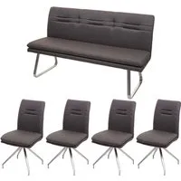 MCW Esszimmer-Set, Grau-Braun, 4 Stühle & Sitzbank