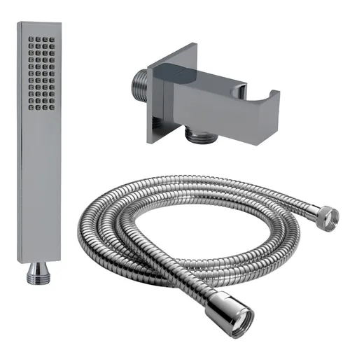 Messing Handbrause mit Duschschlauch 150 cm + Brausehalter + Wandanschluss  Set