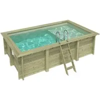 ALTANKA Holzpool Aqua 4,65x2,85 Höhe 1,24 m SANDFARBEN mit Liegefläche mit Einzubetonierendem Profil BAS7306OSPI3+PLA306