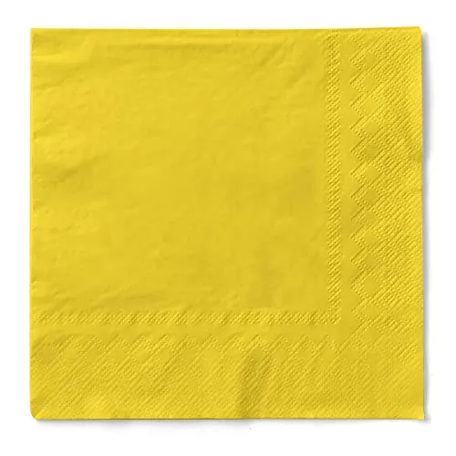 Mank Tissue-Servietten 40 x 40 cm ¼ Falz | Premium Einweg-Serviette | Dinner Serviette | Uni | Basic | 100 Stück | (Gelb, 40 x 40 cm)