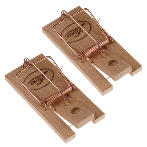 2x Mausefalle LUNA Schlagfalle aus Buchenholz - Tier- & Nagerfallen, wiederverwendbare und geruchlose Schlagfalle für effektive Mäusebekämpfung in Innen- und Außenbereichen.