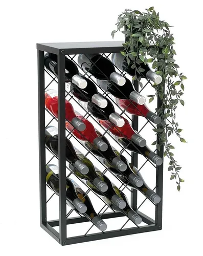 DanDiBo Weinregal Metall Schwarz für 20 Flaschen - Weinregal aus pulverbeschichtetem Metall, ideal für stilvolle Aufbewahrung von bis zu 20 Flaschen, perfekt für Weinliebhaber.
