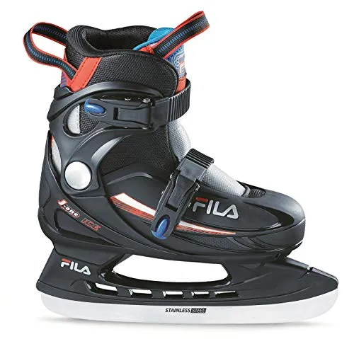 Fila Herren J-ONE Ice HR Inline Skate - BLK/RED/Blue, M 31-35 - Eislauf-Schlittschuhe mit innovativem Step Jem-Mechanismus für einfaches Wachsen mit den Füßen der Kleinen, ideal für Eiskunstlauf und optimalen Halt.