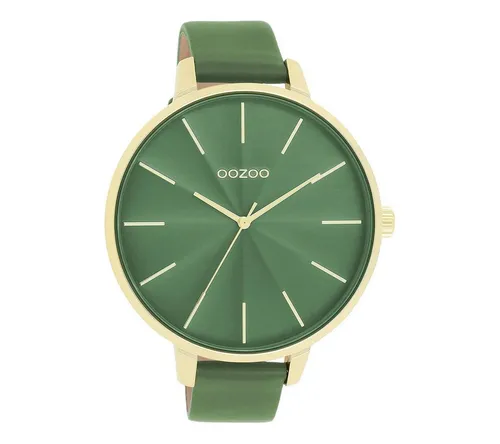 Oozoo Damen Uhr in Green | Edle Analog Armbanduhr mit Lederarmband - Moderne Armbanduhr für Damen mit elegantem Lederarmband, angetrieben von einem präzisen Japanischen Quarzwerk. Ideal als stilvolles Geschenk für jeden Anlass.