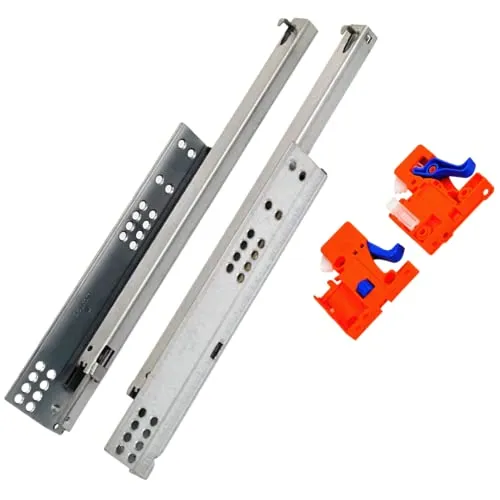 GTV - GCHX18-H Bodenmontageführung mit leisem Schließmechanismus - Schiene für die untere Montage - Teilauszug - l-500 Modern Slide, Platte 18 - stiller Verschluss - bis 25 Kg - 1 Set = 2 Stück