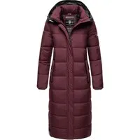 Navahoo Damen Wintermantel Isalie in Wine, XL - Funktionsjacke mit abnehmbarer Kapuze und Innentasche für Kopfhörer und Powerbank – ideal für kalte Tage und modisch im oversized Look.
