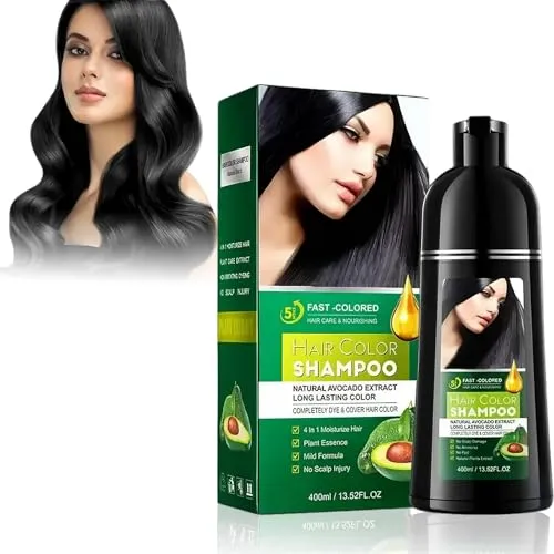 Black Haarfarbe 400ml,Haarfärbeshampoo für Haar,Pflanzenhaarfarbe,Semi-Permanent Schwarze Haarfarbe,Hair Dye Shampoo 3-in-1 Haarfarbe,Einfach & Schnell,Para Hombres y Mujeres