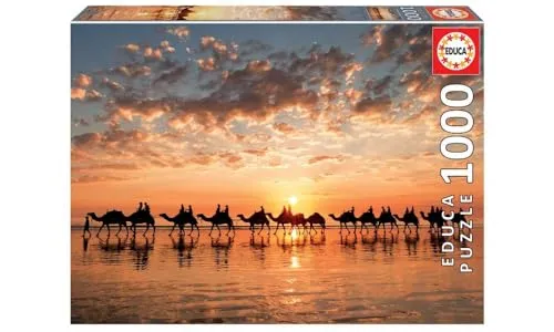 Educa - Puzzle 1000 Teile für Erwachsene | Kamele im Sonnenuntergang, 1000 Teile Puzzle für Erwachsene und Kinder ab 14 Jahren, Landschaft, Wüste, Strand (18492)