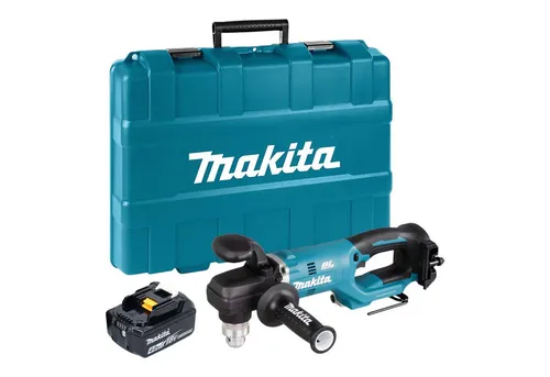 Makita DDA 450 Akku Winkelbohrmaschine 18 V mit 4,0Ah Akku und Koffer - Leistungsstarke Akku Winkelbohrmaschine für präzise Bohrarbeiten, ideal für enge Platzverhältnisse. Ergonomisch gestaltet mit zwei Geschwindigkeitsstufen und LED-Beleuchtung für optimale Sicht.