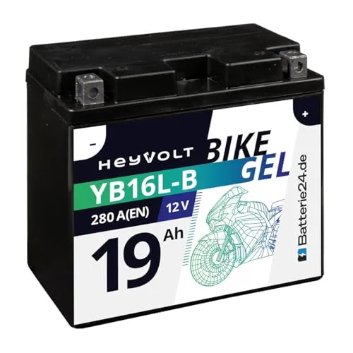 HeyVolt GEL Motorradbatterie 12V 19Ah YB16L-B SYB16L-B GM16Z-3B FB16-L-B 6D4P EB16L-B