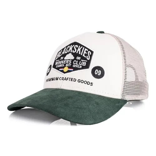 Blackskies® Winners Club Trucker Cap – Unisex Snapback Mütze für Sport und Freizeit - Klassische Trucker Cap für Herren und Damen mit Mesh-Einsätzen für optimale Belüftung. Verstellbarer Verschluss sorgt für individuellen Sitz. Strapazierfähig und pflegeleicht – ideal für Streetwear und Outdoor-Aktivitäten.
