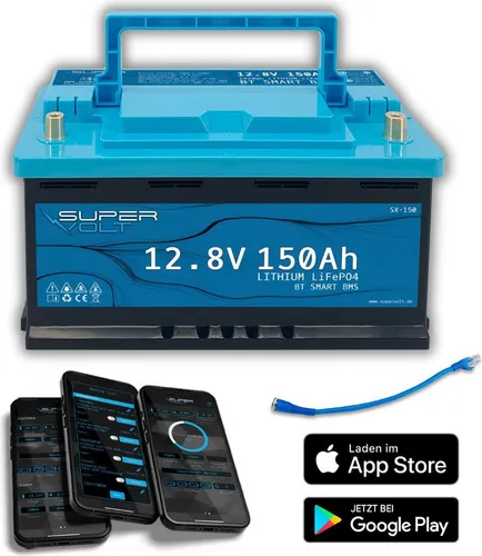 Supervolt LiFePO4 150Ah 12.8V Batterie mit Bluetooth BMS