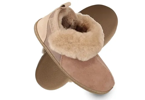 Vanuba Karayaka Lammfell Hausschuhe Damen - Bequeme Leder Pantoffeln für kalte Tage - Hausschuhe aus weichem Naturleder mit kuscheligem Lammfellfutter. Ideal für den Winter, bieten sie Wärme und höchsten Tragekomfort dank der rutschfesten Gummisohle.