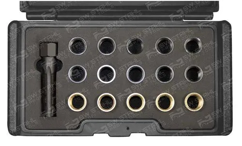 SW-Stahl 10610L Zündkerzengewindereparatursatz - 16-teiliges Gewindereparaturset M14x1.25 für präzise Instandsetzung beschädigter Zündkerzengewinde. Ideal für eine schnelle und einfache Reparatur.
