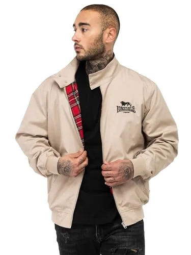 Lonsdale Classic Jacket M - Funktionsjacke in Sand/Schwarz Tartan, ideal für sportliche Aktivitäten und modischen Look.