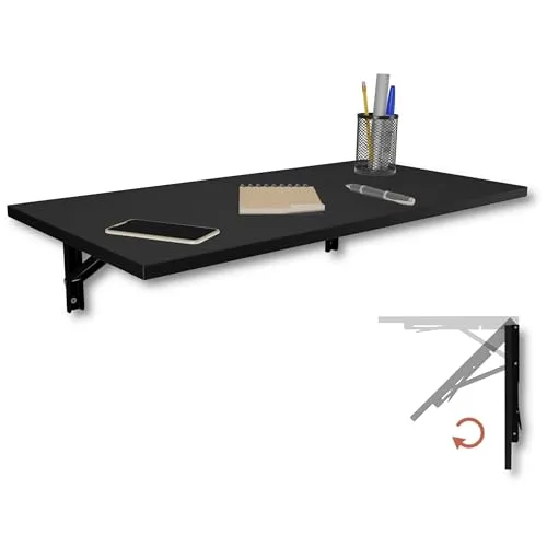 KDR Wandklapptisch 80x40 cm Schwarz – Platzsparender Klapptisch für vielseitige Nutzung - Vielseitig einsetzbarer Klapptisch für Küche, Büro oder Flur. Robust und stabil, bis 40 kg tragfähig. Schnelles Auf- und Zuklappen, individuelle Höhenanpassung und einfache Montage für jeden Raum.