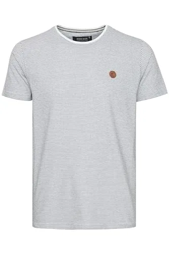 Indicode IDLupko Herren T-Shirt Kurzarm Shirt mit Streifen mit Rundhalsausschnitt, Größe:XXL, Farbe:Off-White (002)