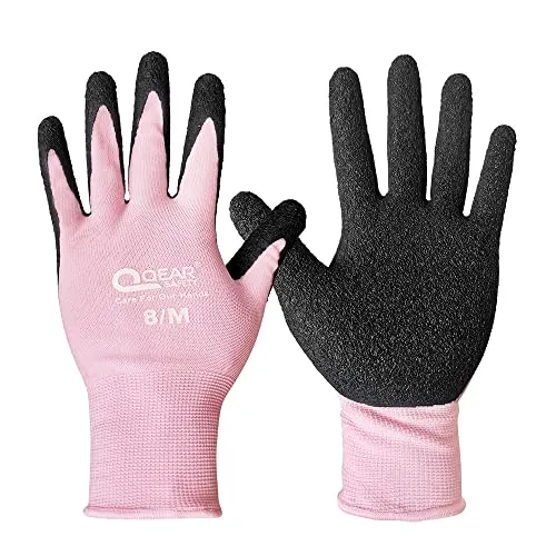 Paar Lady Garden Arbeitshandschuhe rosa Latex Gummi Handfläche beschichtet Multifunktions Abrieb Fit to Hand Gartenarbeit Hausarbeit (Medium) 3