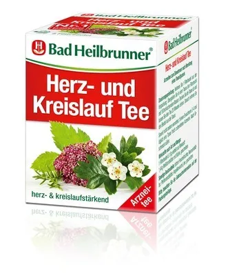 Bad Heilbrunner Herz- und Kreislauftee - Tees zur Unterstützung der Herz- und Kreislauf-Funktion, mit Weißdorn, Fenchel und Rosmarin, 8 Filterbeutel für eine gesunde Lebensweise.
