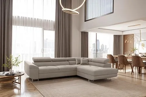 Kaiser Möbel Ecksofa Cappuccino, L-Form mit Schlaffunktion