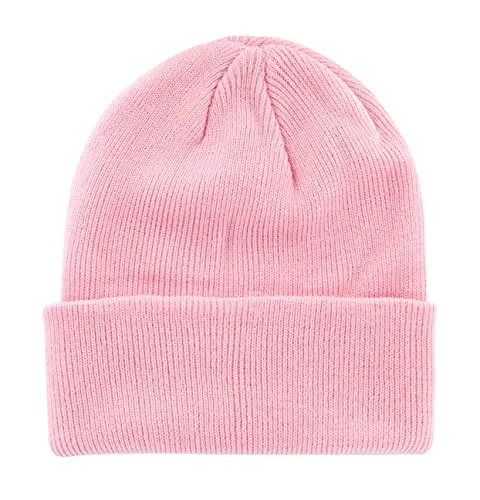 axy Kinder Winter Beanie Strickmütze mit breiter Krempe für Jungs und Mädchen von 1-6 Jahren, Kindermütze Jungen Kleinkind (Rosa)