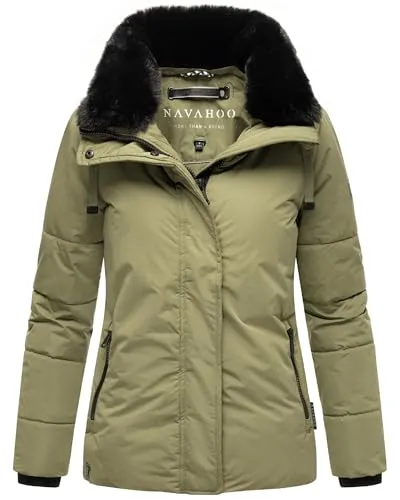 Navahoo Frostii XIV Damen Winterjacke mit abnehmbarem Kunstfellkragen - Funktionsjacke für Damen, wasserabweisend und mit kuscheligem Fleece-Innenfutter für besten Tragekomfort – perfekt für winterliche Spaziergänge und den täglichen Weg zur Arbeit.