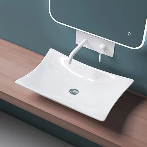 Mai & Mai Aufsatzwaschbecken Brüssel910 - Elegantes Keramik Design - Waschbecken Brüssel910 aus Keramik, eckig mit Nano-Beschichtung für einfache Reinigung und modernes Design, ideal für stilvolle Badezimmer.