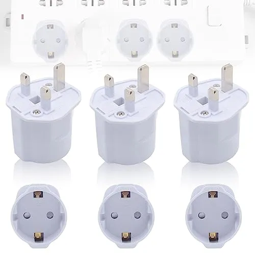 3X Reiseadapter UK: Adapter England Deutschland Stecker Stromadapter Reisestecker Schuko EU zu UK Steckdose, EU auf UK Adapterstecker, Steckdosenadapter Reisestecker für UK, Irland Malta-Weiß