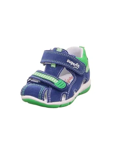 Superfit Jungen Freddy Sandalen, BLAU/GRÜN, 21 EU - Wanderschuhe für Kinder, aus hochwertigem Veloursleder/Textil, mit flacher Absatzform und bequemem Lederfutter für optimalen Tragekomfort.