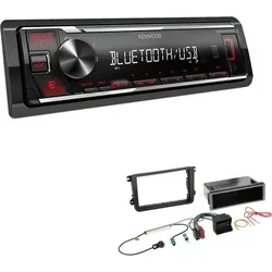 Kenwood KMM-BT209 1-DIN Autoradio Bluetooth USB AUX-In Short Body mit Einbauset für Volkswagen VW Golf V