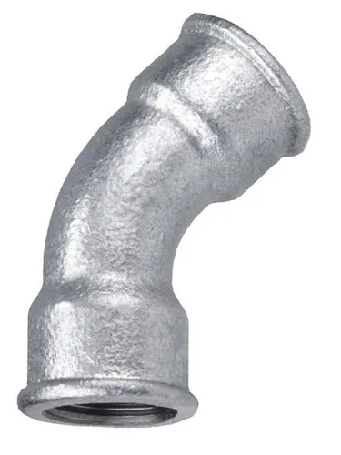 Cornat Temperguss-Bogen 45° 1/2 '' 2 Muffen verzinkt  Rohrbogen