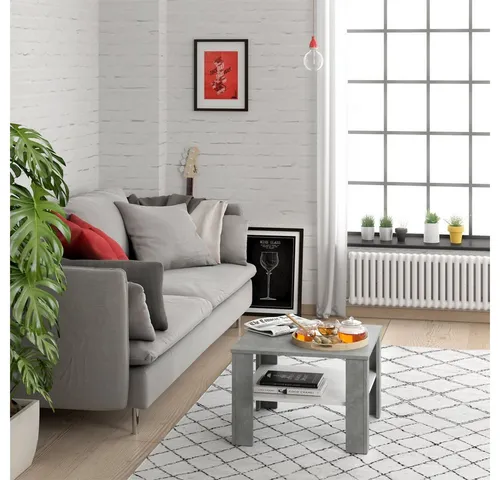 Vicco Couchtisch Homer, Beton/Weiß, 60 x 60 cm in grau von Vicco