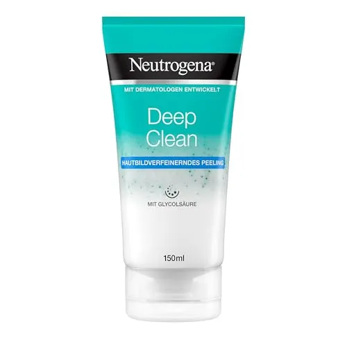 Neutrogena Deep Clean Hautverfeinerndes Gesichtspeeling, sanfte Gesichtsreinigung mit Glykolsäure, Peeling Waschgel gegen Schadstoffe und tägliche Umweltbelastungen 150 ml