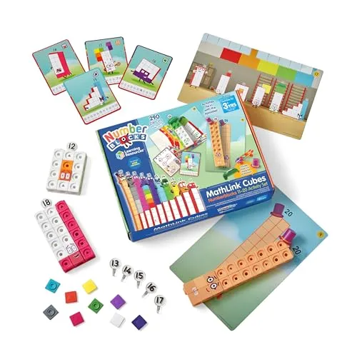 Learning Resources® Mathlink® Cubes Numberblocks 11-20 Activity Set - Entdeckerspielzeug für Kinder ab 5 Jahren, fördert spielerisches Lernen mit 30 Aktivitäten und langlebigen MathLink®-Würfeln für den Matheunterricht.
