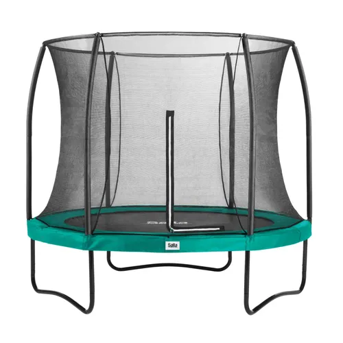 Salta Comfort Edition Trampolin – ⌀213 cm, TÜV geprüft, Schwarz-Grün-Pink - Trampolin für Einsteiger, modernes Design und komfortable Sprungmatte mit 36 Federn für sicheres Springen. Optimaler Schutz durch Sicherheitsnetz und stabile Konstruktion.