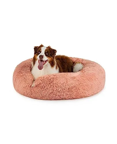 lionto Donutbett für Hunde und Katzen - Flauschiges Plüschbett Ø 100 cm - Hundebetten mit hoher Füllung für ultimativen Komfort. Das Donutbett bietet Sicherheit und fördert die Schlafqualität für kleine und große Haustiere.