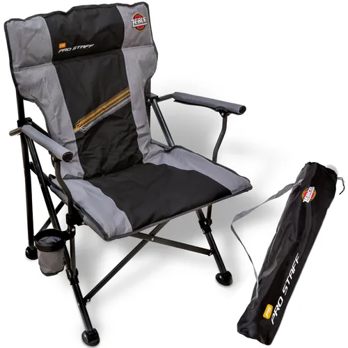 ZEBCO Pro Staff Chair Supreme - Klappstuhl für Angler und Camping - Robuster Angelstuhl aus langlebigem Polyester, ideal für Angler und Camping, mit einer Höhe von 65 cm und einer Breite von 54 cm für optimalen Komfort.