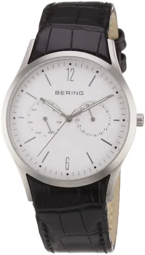 BERING Time Herren-Armbanduhr Slim Classic 11839-404 - Elegante Armbanduhr für Herren mit Quarzwerk, mattem Edelstahlgehäuse und schwarzem Lederband, ideal für stilbewusste Männer.