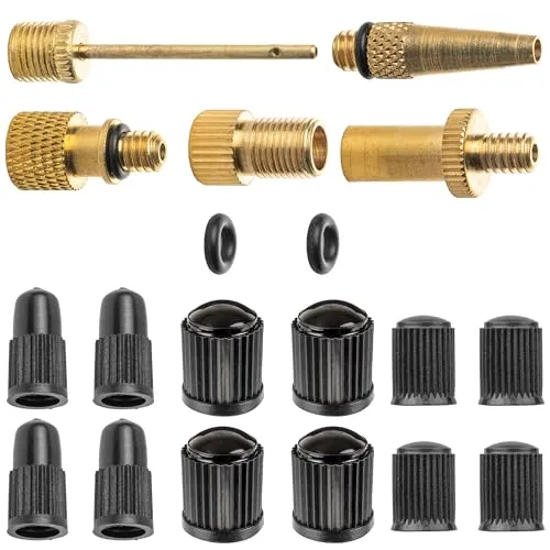 Ventil-Adapter Set, 19 Pack, Adapter für DV, SV, AV Ventile, Ventiladapter für Fahrrad, Spielball, Gymnastik Ball, Luftmatratze, Luftpumpenadapter für Standpumpe, Ballpumpe, Handpumpe, Schlauchventil