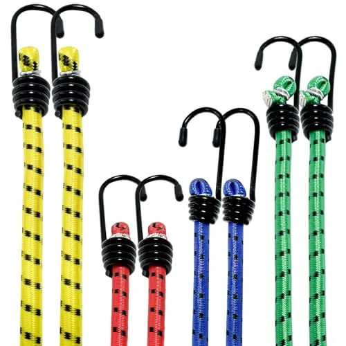 Xpieoyrm 8 Stück Spanngummi mit Haken Set, Elastisch in 40, 60, 80 und 100cm, Gummispanner, Elastische Gepäckspanner, Vielseitiger Gummibänder mit Haken,Gummispanner für Gepäck, Fracht und Meh