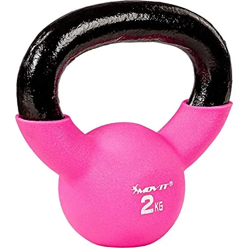 MOVIT Kettlebell PRO, Kugelhantel aus Gusseisen mit Neoprenbeschichtung, 12 Varianten: 2 bis 24 kg, schadstoffgeprüft, Schwunghantel Kugelgewicht