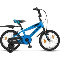 Talson 16 Zoll Kinderfahrrad für Jungen (Blau) inkl. Kettenschutz und Stützräder - Straßenfahrräder für Kinder, ausgestattet mit umfangreichem Zubehör für sicheres Fahren und Spaß im Freien.
