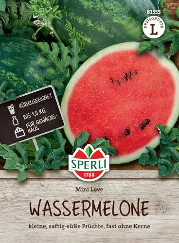 Sperli Wassermelonensamen Mini Love, F1 81555 - kleine und saftig- süße Früchte - fast ohne Kerne - kübelgeeignet - bis 1,5kg - Samen Gemüse, Saatgut, Gemüse Pflanzen
