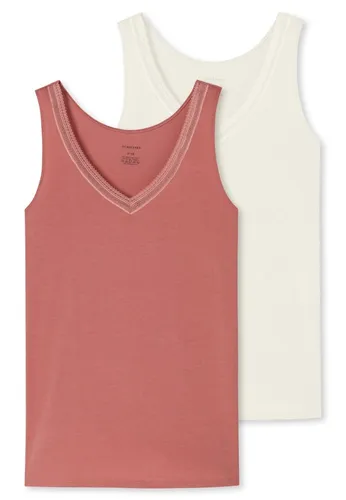 Schiesser Unterwäsche Tank-Top Trägertops Cotton Lace beige/sienarot Damen - 2er Pack, Größe: 36