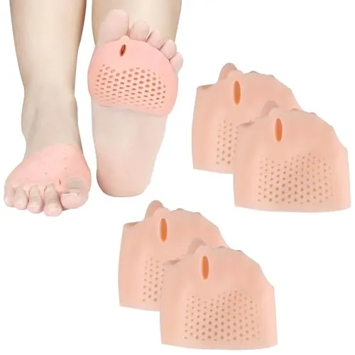 Naapesi 2 Paar Füße Ballenpolster, Fußpads Silikon, Silikonfußpolster, Männliche und Weibliche Fußpolster, Wiederverwendbares Vorfußpolster Mittelfußpolster, Fußballenpolster Forefoot Pads, Hautfarbe