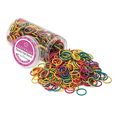 JASVERLIN 3/4inch Gummibänder Haargummis bunt, Baby Gummiband Haargummis Pferdeschwanz Zopfhalter Loom winzige kleine Scrunchies für dicke Frauen Mädchen Kinder 1000 Stück